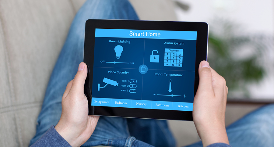 The ability to access and control security components from a mobile device is one of the top smart home trends in Waco. Close-up of smart home security app.